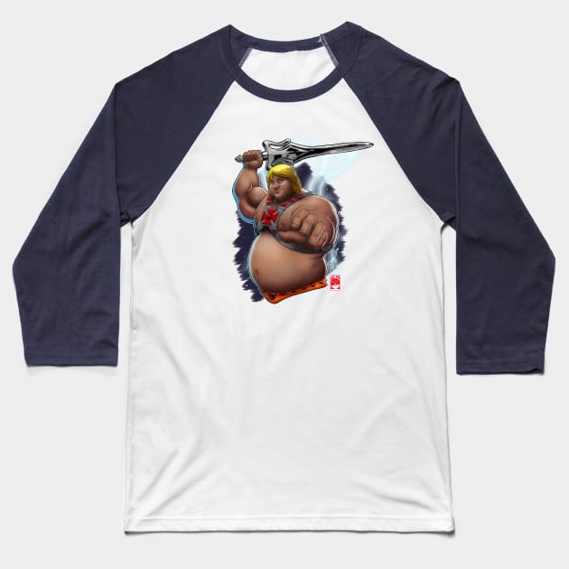 Chunk-He-Man Baseball T-Shirt by JayGeeArt